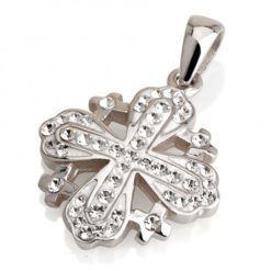 Jerusalem Cross Necklace with White Shine Stones