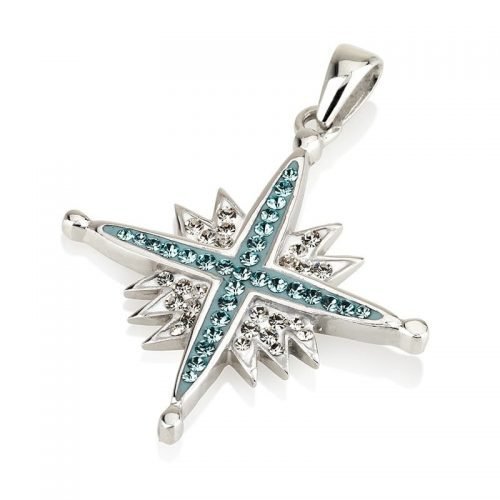 Authentic Sterling Silver 925 Turquoise Swarovski Stones Jerusalem Handmade Necklace