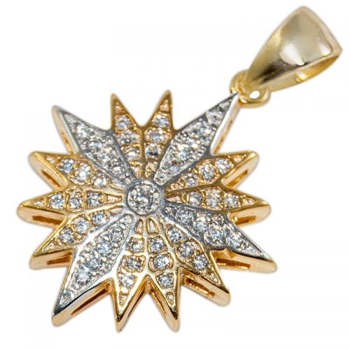 Handcrafted Pure Sterling Silver with Gold and Silver Cubic Zircon Star Of Bethlehem Necklace