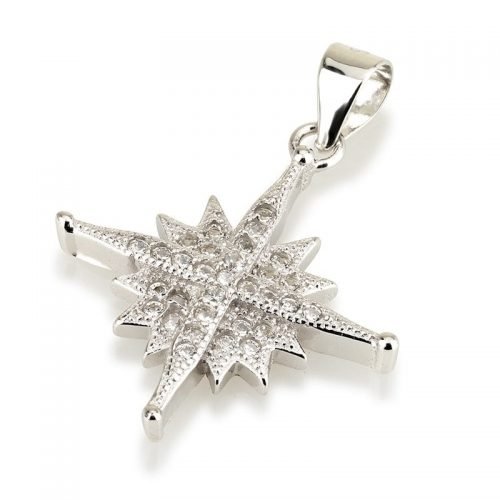 Handmade Sterling Silver Modish light with silver Cubic Zirconia Crystal Jerusalem Jewelry
