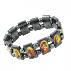 Authentic Magnetic Hematite Sacred Icons Jerusalem Handmade Christian Bracelet