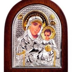Virgin Mary Greek Orthodox Jerusalem Byzantine Handmade Silver Plated 925- Mini Size