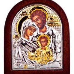 The Holy Family Greek Orthodox Handmade Byzantine Mini Silver Plated 925