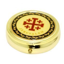 Authentic Jerusalem Cross White Round Pill Jerusalem Handmade Box