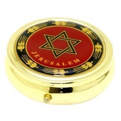 Authentic Star of David Red Round Pill Jerusalem Handmade Box