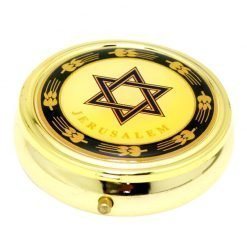 Authentic Star of David White Round Pill Jerusalem Handmade Box