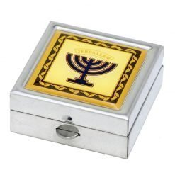 Handmade White Sacred Candelabrum Authentic Jerusalem Pill Box
