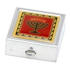Handmade Red Sacred Candelabrum Authentic Jerusalem Pill Box