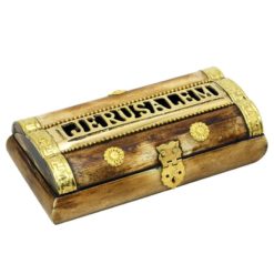 Vintage Camel Bone Jewelry box from Jerusalem with Brass Copper ornament