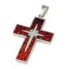 Luxury Sterling Red Swarovski Crystal Cross necklace - Handmade in Jerusalem