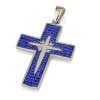 Luxury Sterling Silver Blue Swarovski Crystal Cross necklace - Handmade in Jerusalem