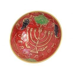 Brass Colored Classy Menorah Candelabrum Jerusalem Handmade Bowl Authentic Armenian Ceramic Style