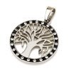 Round Black Swarovski Crystals Tree of Life Authentic Sterling Silver 925 Jerusalem Handmade Pendant