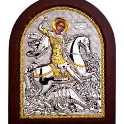 Saint George Large Greek Orthodox Jerusalem Byzantine Handmade Silver Plated 925