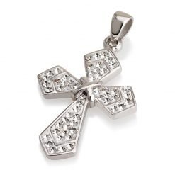 Pure Angelic Authentic Sterling Silver 925 White Swarovski Crystals Jerusalem Handmade Cross Pendant